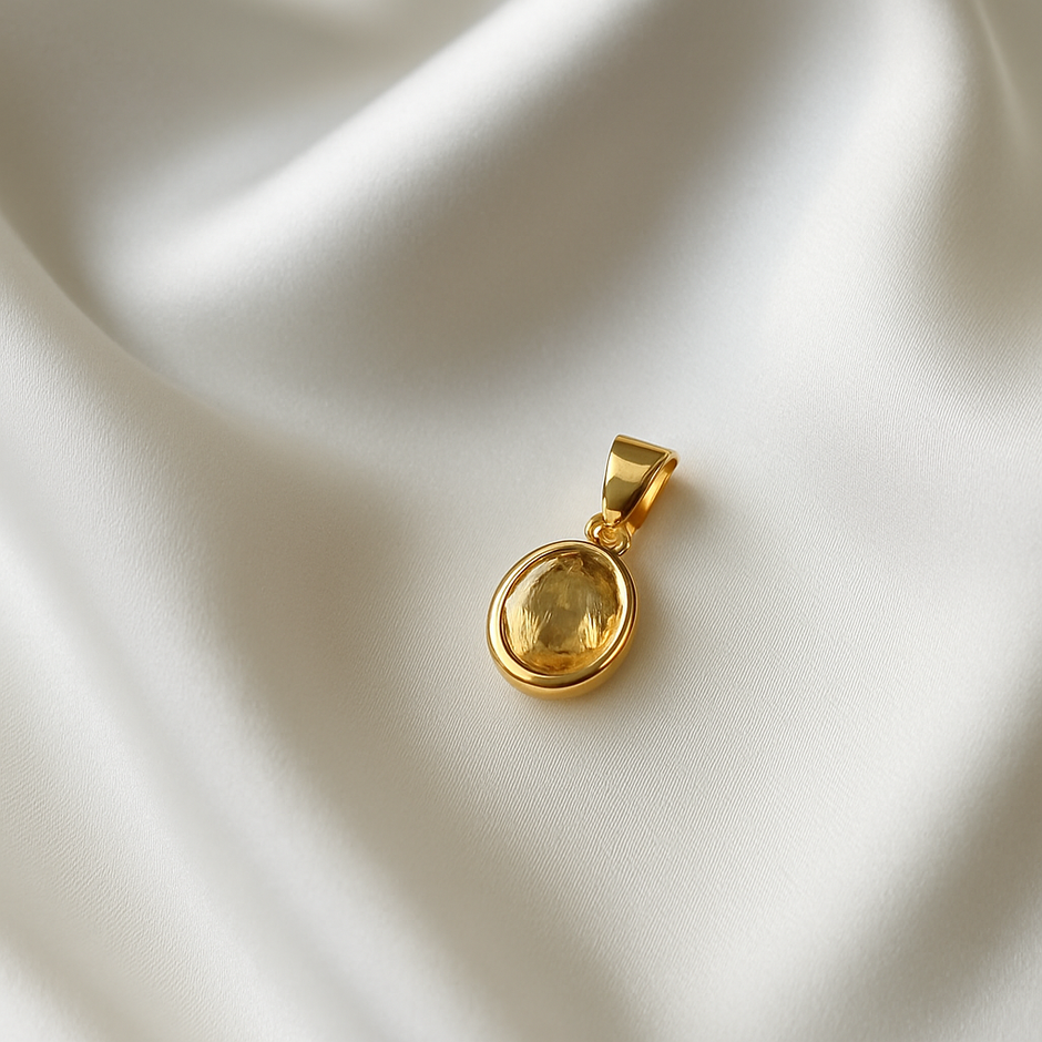 " LUMINA " Pendentif citrine ovale en vermeil
