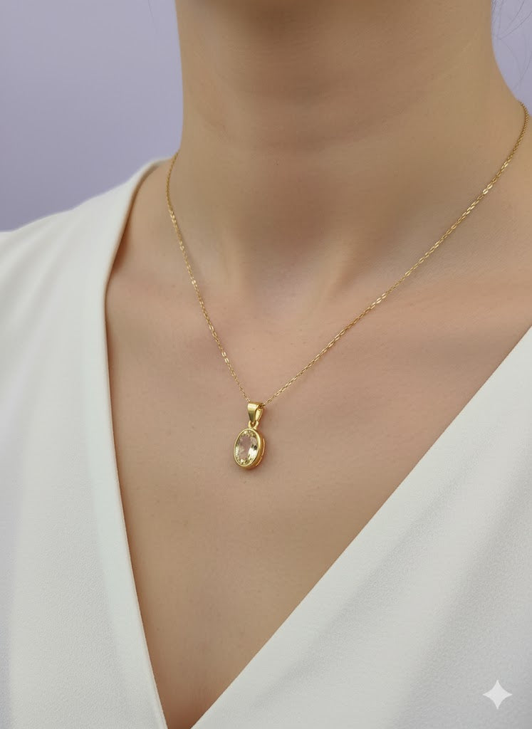 " LUMINA " Pendentif citrine ovale en vermeil
