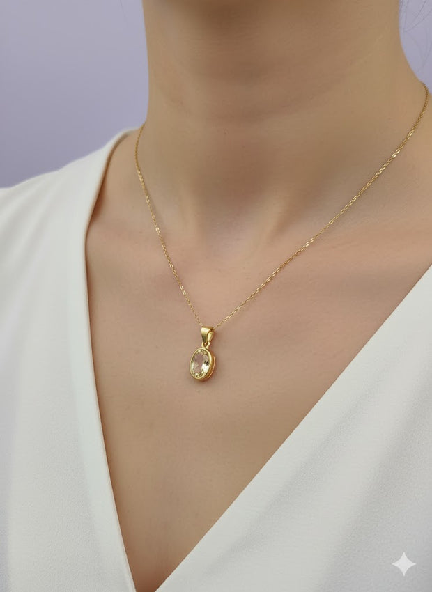 " LUMINA " Pendentif citrine ovale en vermeil