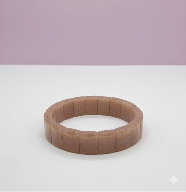 "LUNAPE" Bracelet jonc pierre de lune pêche