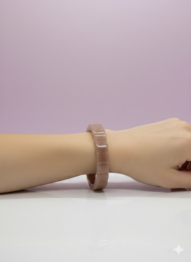 "LUNAPE" Bracelet jonc pierre de lune pêche