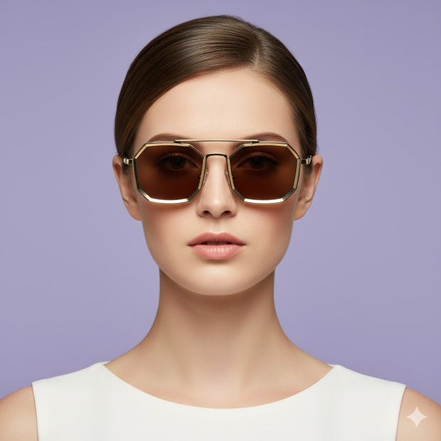 Lunettes doré fumé marron