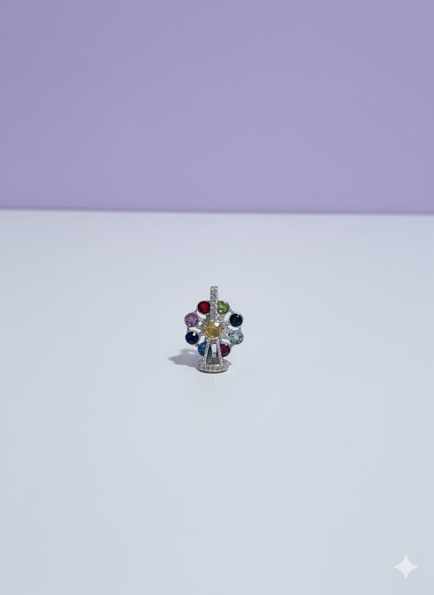 MANTOUR Pendentif manege tourmaline multicolore argent