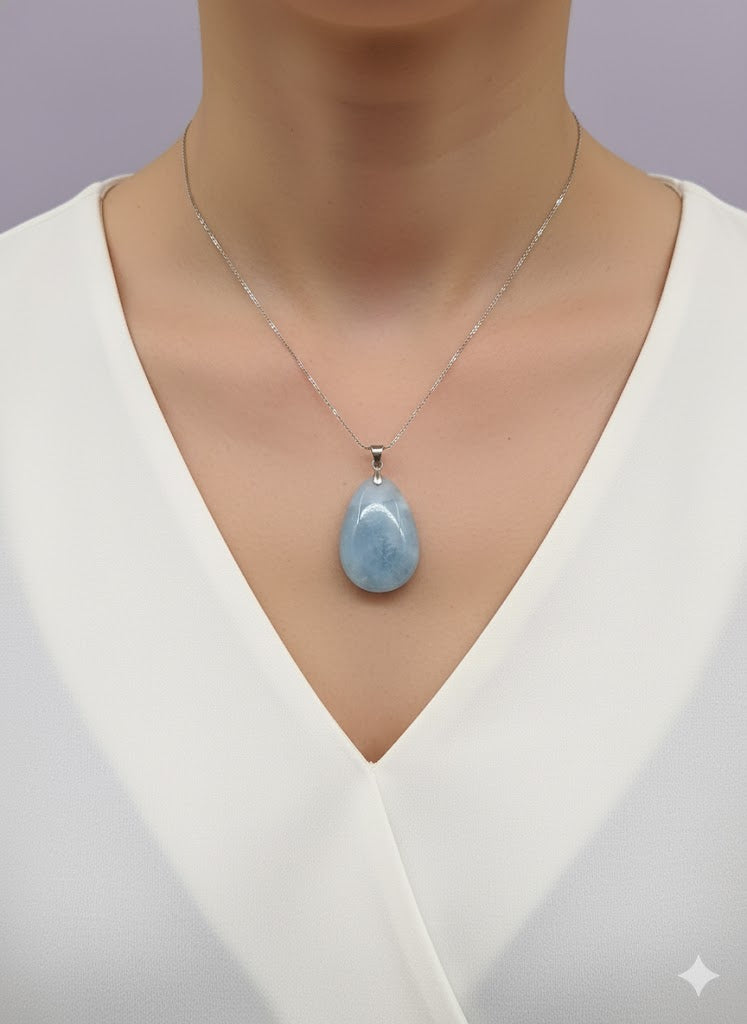 "MARINA" Pendentif goutte aigue marine