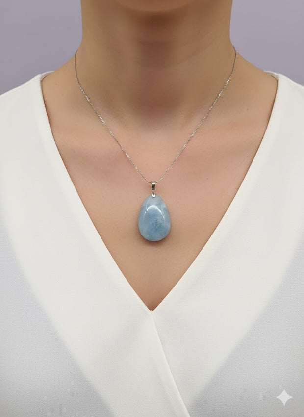 "MARINA" Pendentif goutte aigue marine