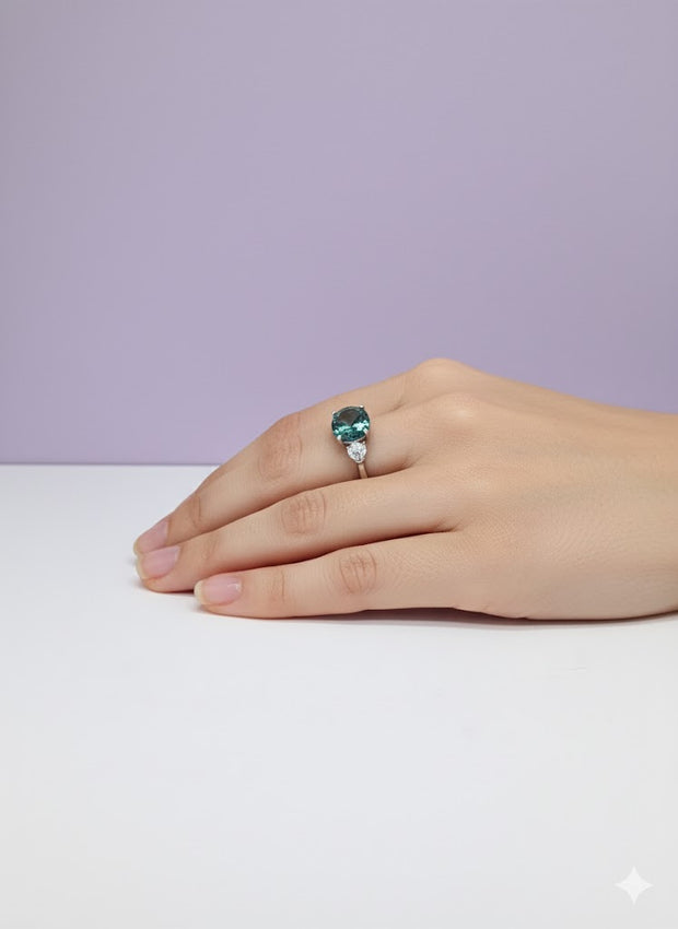 MOUSSA Bague quartz mousse argent