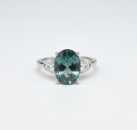 MOUSSA Bague ajustable quartz mousse argent