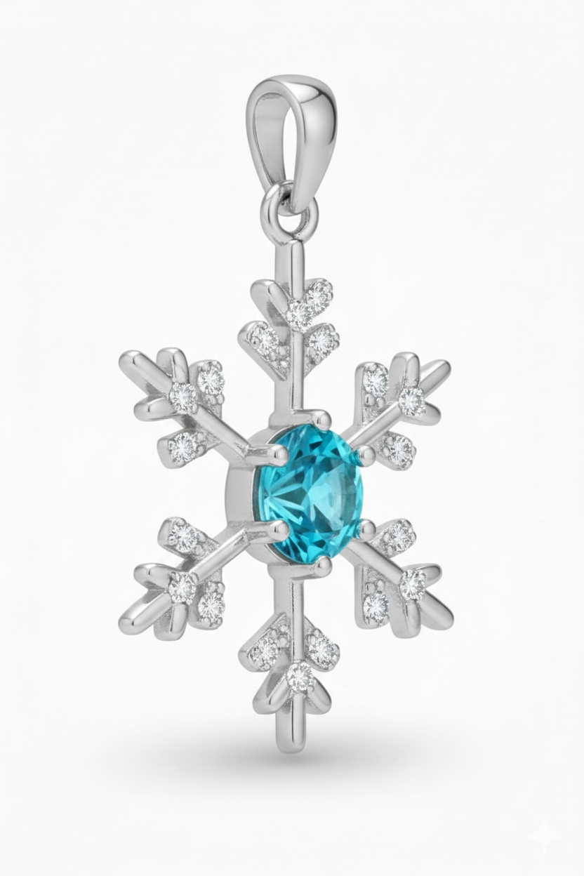NEITO Pendentif flocon de neige TOPAZE en argent