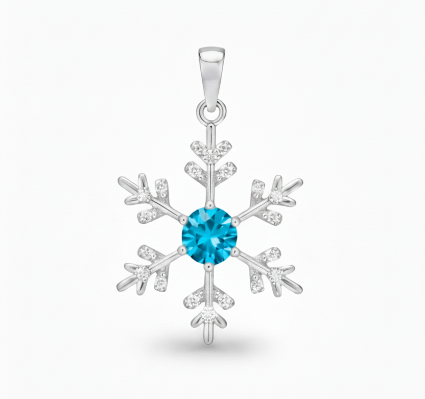 NEITO Pendentif flocon de neige TOPAZE en argent