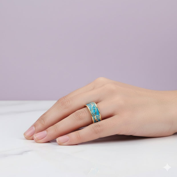 "NERINA" Anneau turquoise à motif d'arbre