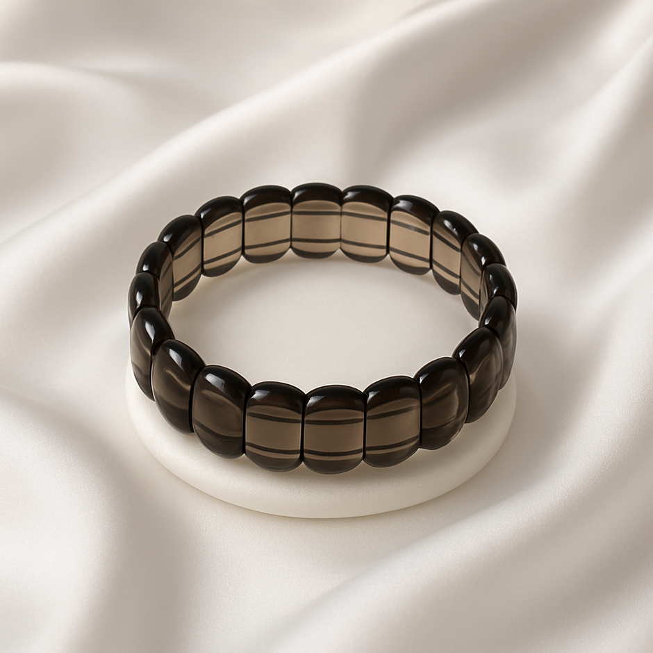 "OBSIDIA" Bracelet jonc obsidienne fumé ovale