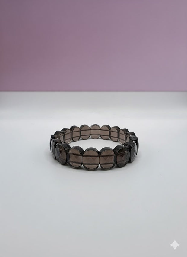 "OBSIDIA" Bracelet jonc obsidienne fumé ovale