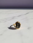 OBSIDO Bague obsidienne doré vermeil or 18k ajustable