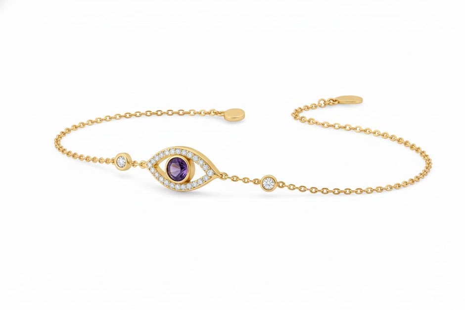 OEILTI Bracelet oeil améthyste en vermeil