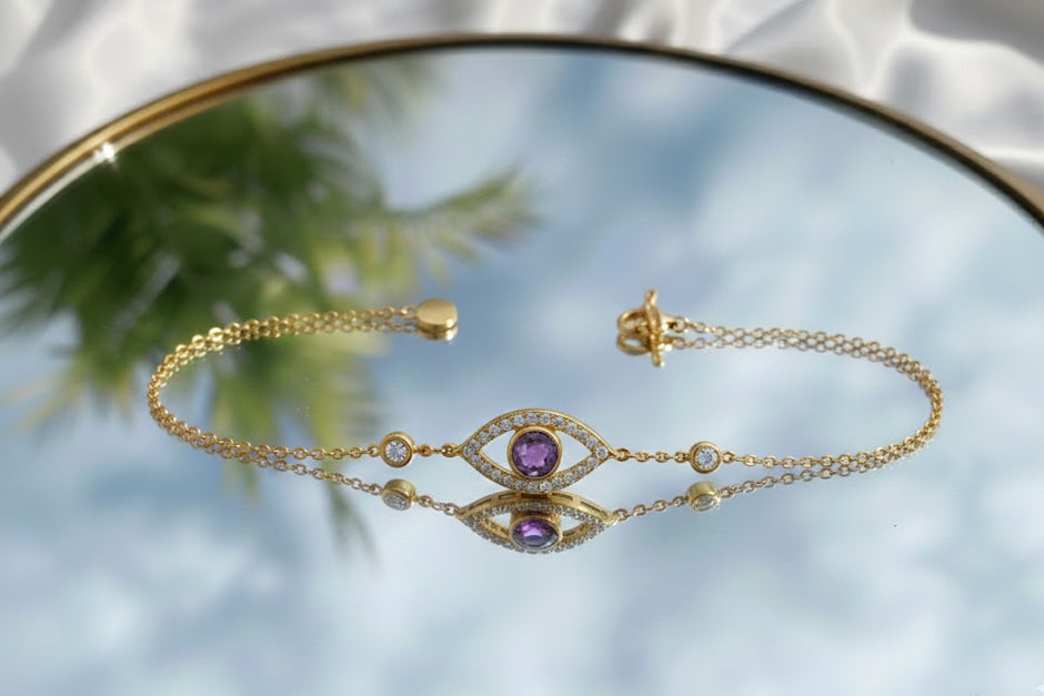 OEILTI Bracelet oeil améthyste en vermeil