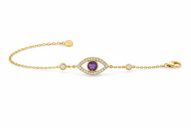 OEILTI Bracelet oeil améthyste en vermeil