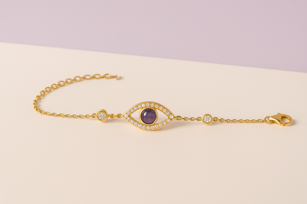 OEILTI Bracelet oeil améthyste en vermeil