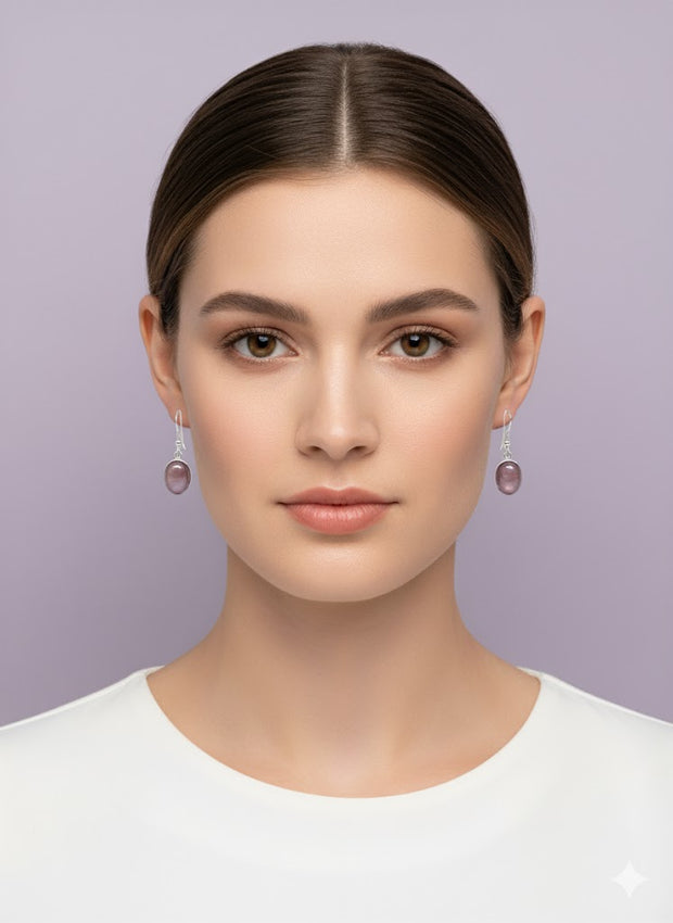 OROLITE Boucle d'oreille lipidolite argent