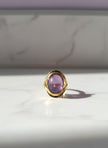 OVAMILET Bague ovale mica violet vermeil or 18k ajustable