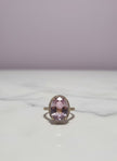 OVAROSE Bague ovale topaze rose sertie zircon vermeil or 18k