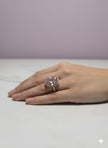 OVAROSE Bague ovale topaze rose sertie zircon vermeil or 18k