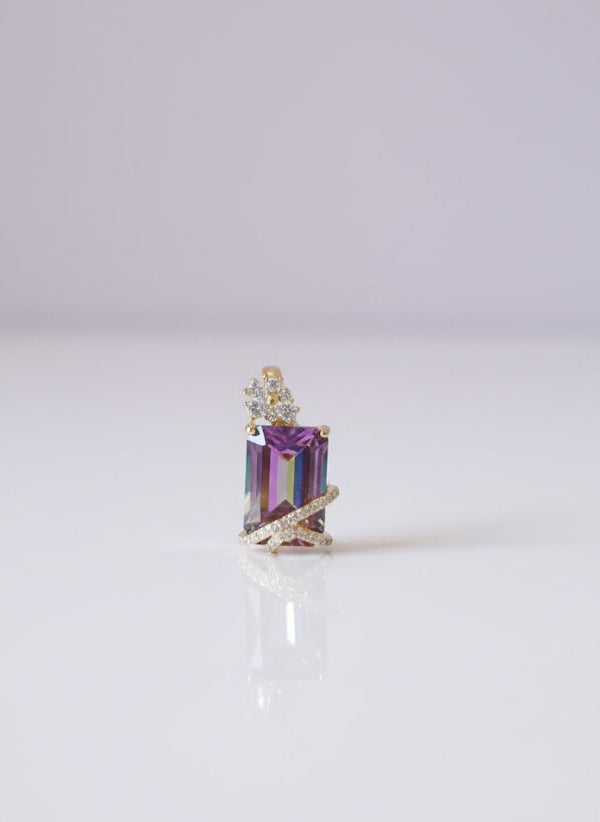 PENMYO Pendentif elegant quartz mystique sertie de zircon vermeil or18k