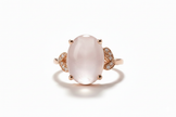 POUDRE Bague ajustable de quartz rose en vermeil rose sertie de zircons
