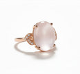 POUDRE Bague ajustable de quartz rose en vermeil rose sertie de zircons