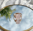 POUDRE Bague ajustable de quartz rose en vermeil rose sertie de zircons