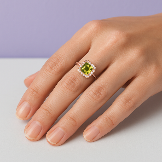 RADO Bague radiant peridot en vermeil