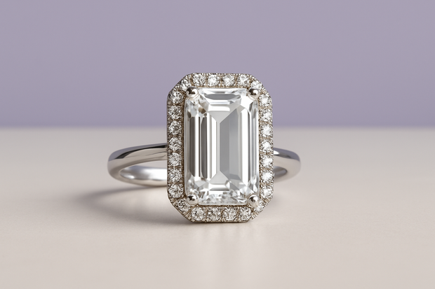 ROCHE Bague ajustable en argent 925 en cristal de roche sertie de zircons