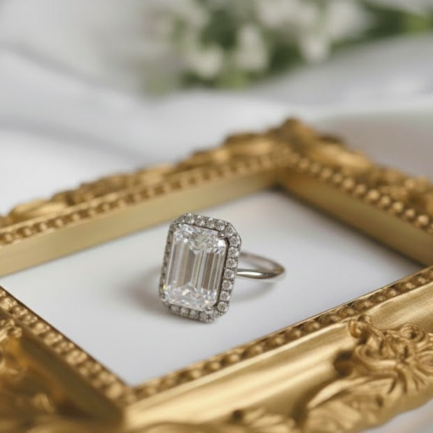 ROCHE Bague ajustable en argent 925 en cristal de roche sertie de zircons