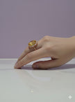ROCITRI Bague citrine ronde sertie de ziron vermeil or 18k