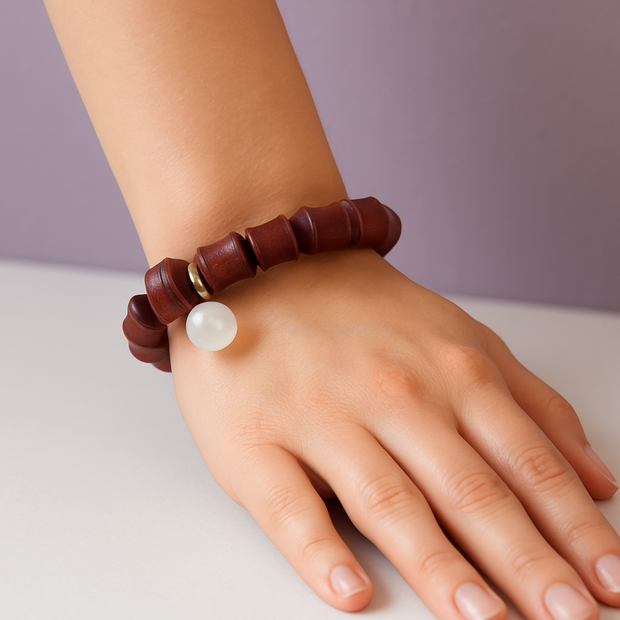 Bracelet bois rouge et cristal "ROUCRI"
