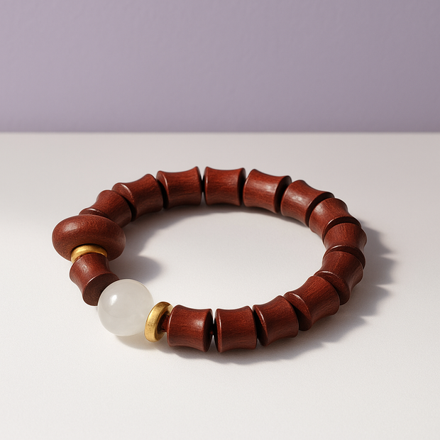 Bracelet bois rouge et cristal "ROUCRI"