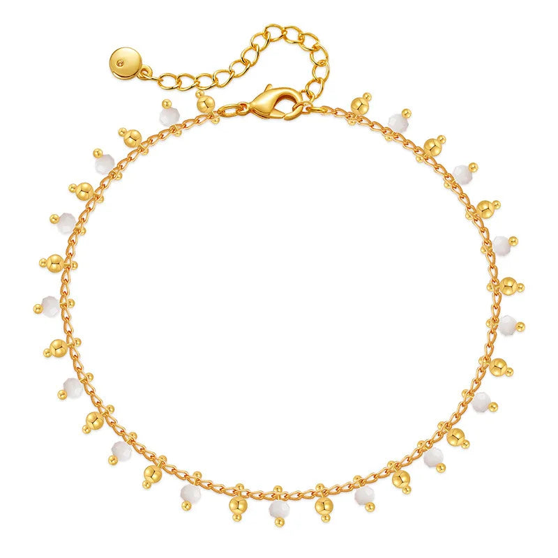 Chevillière en perle en acier inoxydable doré