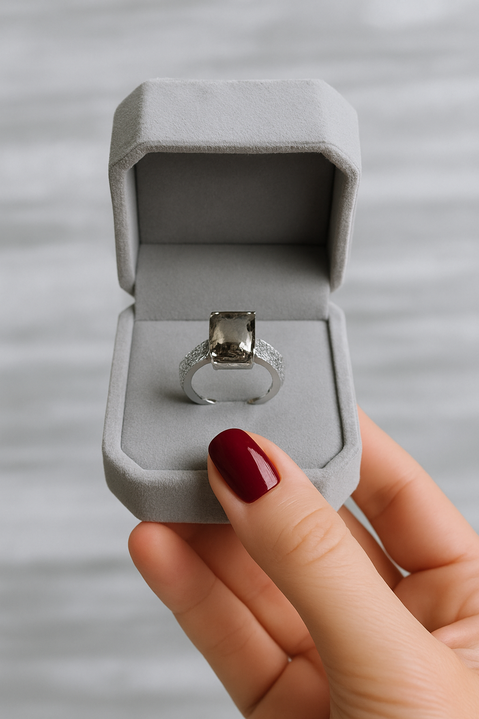 "SMOKIA" Bague quatz fumé sertie de pierre zircon en argent