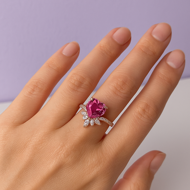 TOCOEUR Bague coeur topaze rose argent