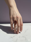 TORPANATE Bague grenat rouge torsadé sertie de grenat vermeil or 18k ajustable