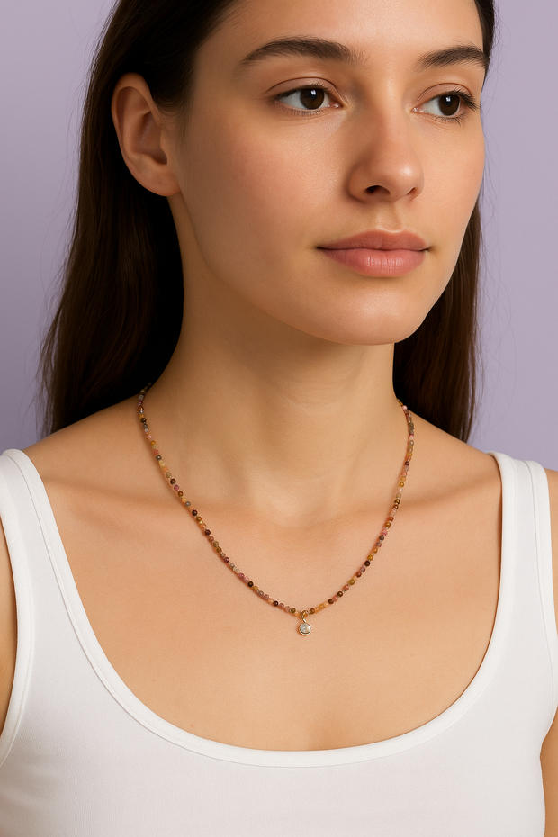 "TOURNA" Collier tourmaline multicolore naturelle