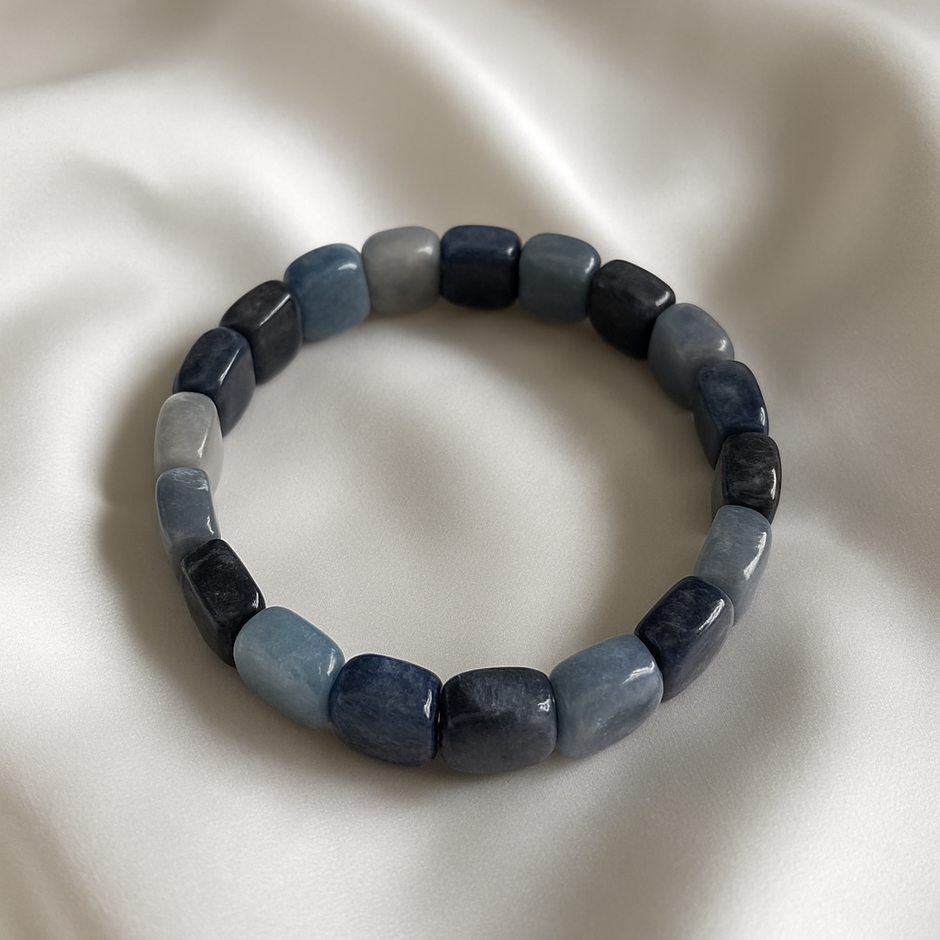 "TURINE" Bracelet jonc aventurine bleu ovale