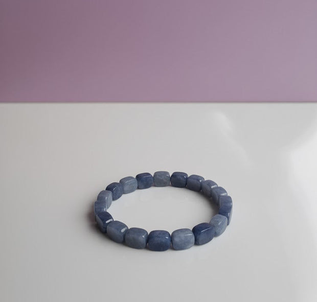 "TURINE" Bracelet jonc aventurine bleu ovale