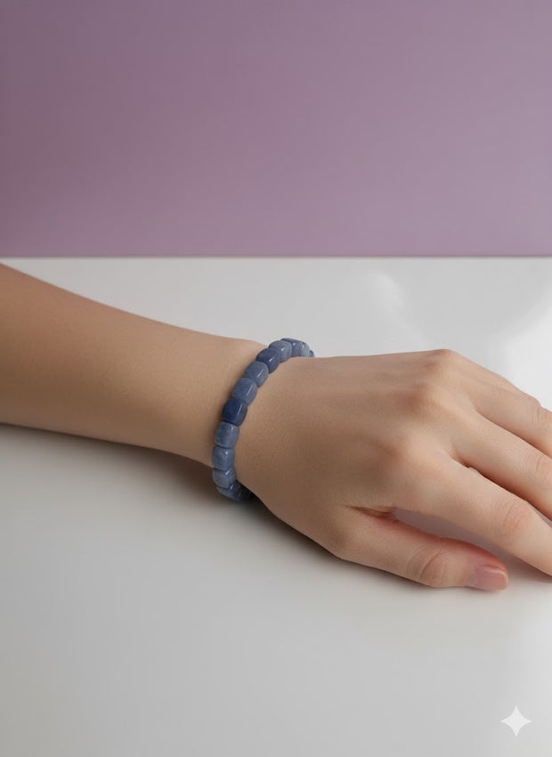 "TURINE" Bracelet jonc aventurine bleu ovale