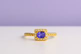 Tanzan Bague ajustable tanzanite en vermeil sertie de zircon