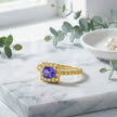Tanzan Bague ajustable tanzanite en vermeil sertie de zircon