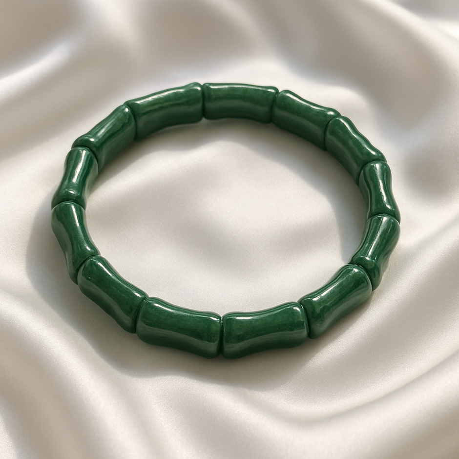"VERTA" Bracelet jonc aventurine verte bambou