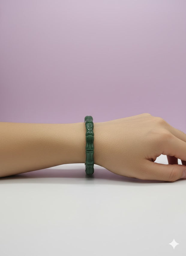 "VERTA" Bracelet jonc aventurine verte bambou