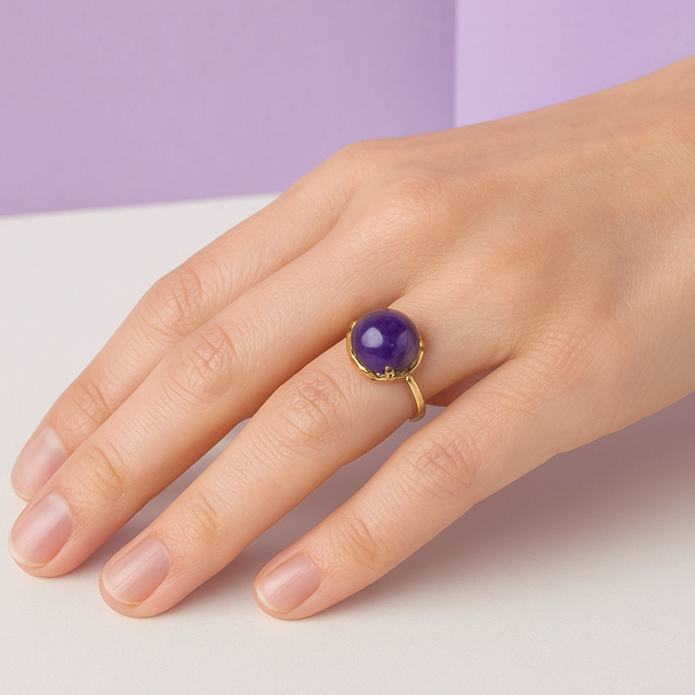 "VIOLETTA" Bague avec améthyste ronde en vermeil