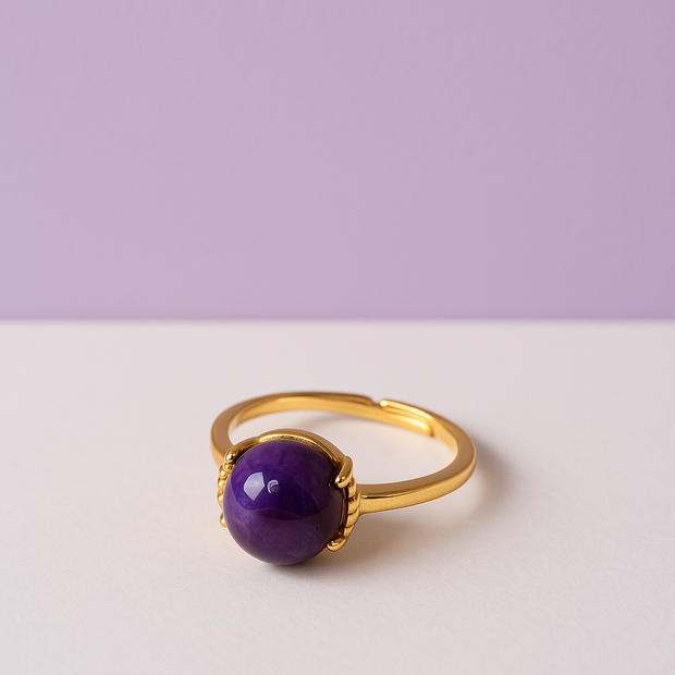 "VIOLETTA" Bague avec améthyste ronde en vermeil